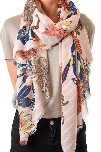 Pink Botanical Floral Lightweight Scarf Pink
