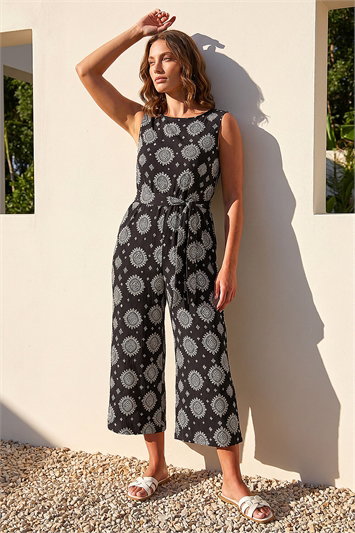 Black Petite Textured Jumpsuit
