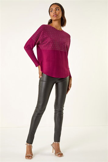 Embellished Stripe Knit Jumper 16175995