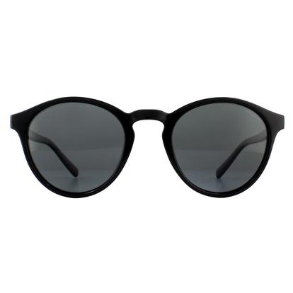 Black Round Shiny Black Grey Polarized Sunglasses