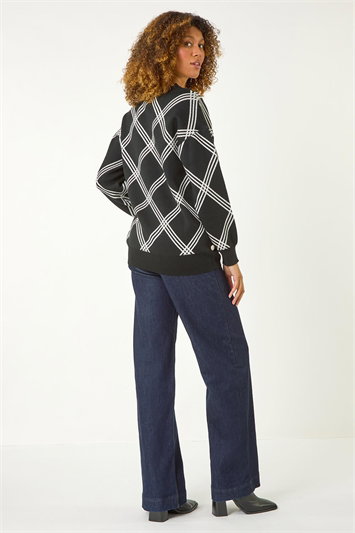 Check Patterned V-Neck Knit Jumper 16141008