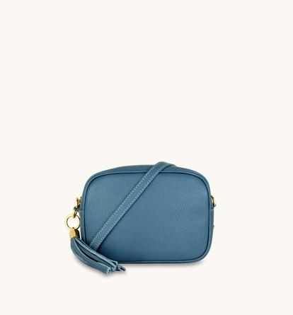 Blue The Tassel Denim Leather Crossbody Bag