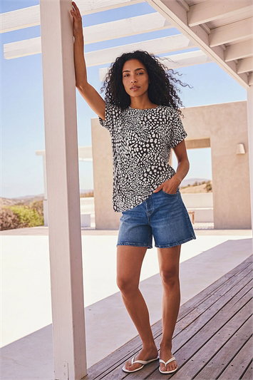 Spot Print Jersey Back Top 19431408