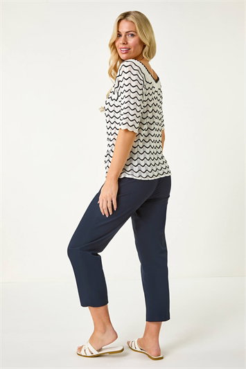 Petite Wave Print V-Neck Knit Jumper 16179594