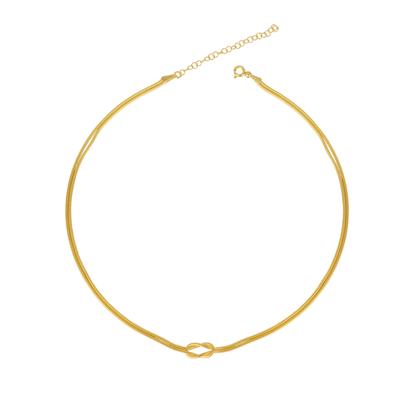 Metallic Knot Chain Choker Necklace In Sterling Silver