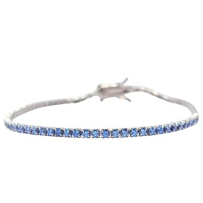 Blue Sterling Silver Aquamarine Gemstone Tennis Bracelet