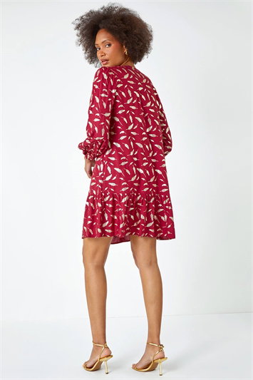 Dusk Metallic Feather Print Shirt Dress 14457595
