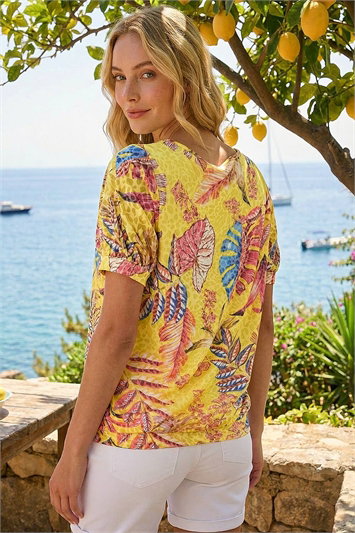 Floral Print Bubble Hem Tee 19391896