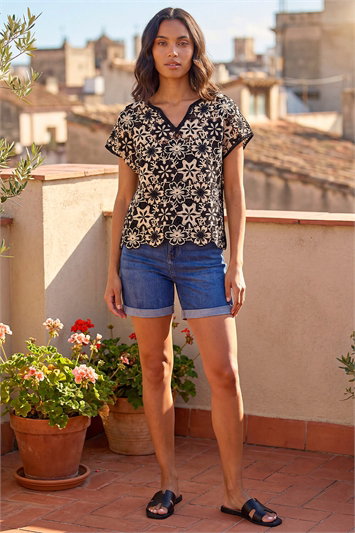 Floral Crochet Knit Top 16337108