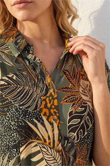 Black Chain Print Midi Shirt Dress | Roman UK