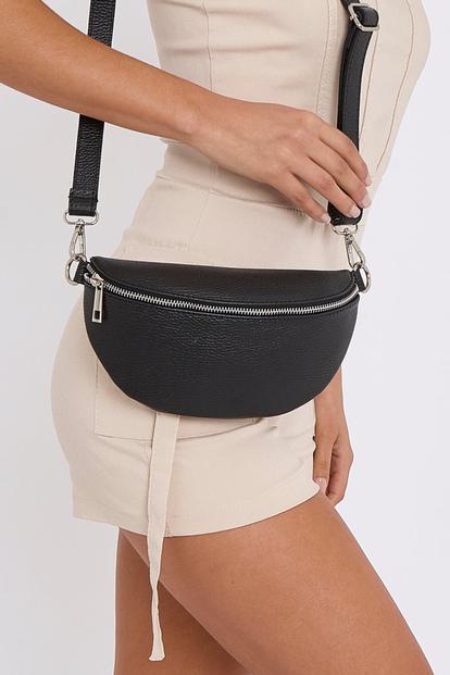 Pink Black Silver Zip Cross Body Bag - Eden