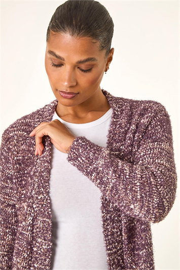 Pink Speckled Popcorn Knit Cardigan