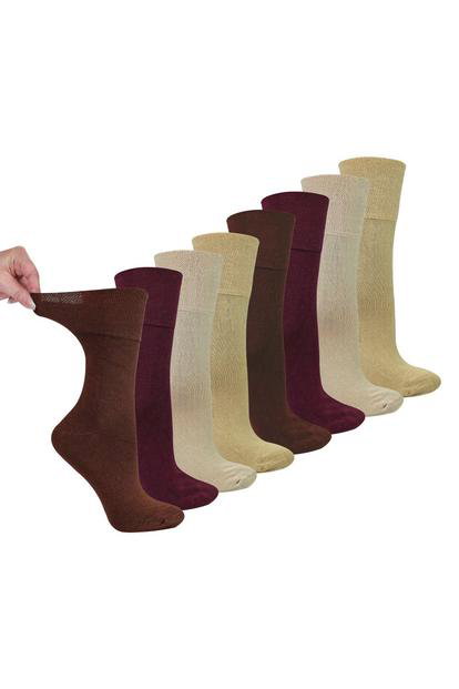 Black 8 Pairs Ladies Bamboo Diabetic Socks | Soft Non Binding Comfort Socks