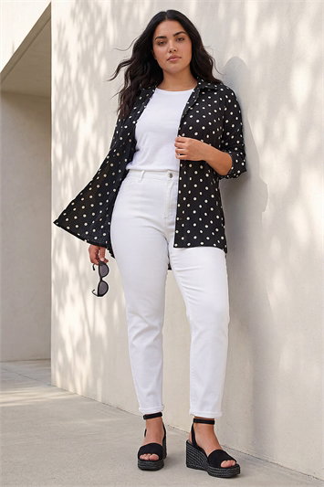 Curve Spot Print Button Shirt 10143308