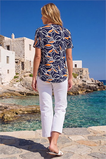 Textured Print Zip Detail Top 19382364