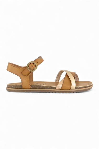 Brown Womens "Monti-B" Strappy Buckle Wedge Sandals