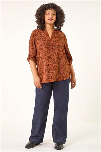 Curve Spot Print Tunic Top 20236081