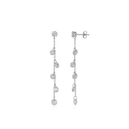 Metallic Drop Crystal Sterling Silver Earring