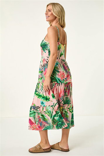 Petite Tropical Strappy Tiered Dress 14755372