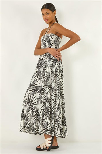 White Shirred Bandeau Midi Dress