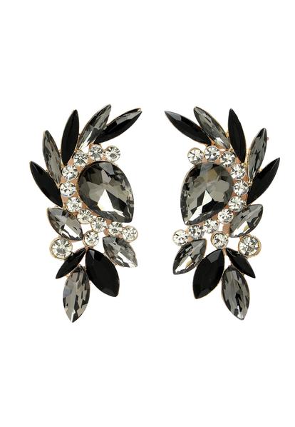 Black Diva Collection Leafy Stud Earrings
