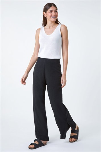 Crinkle Side Split Elastic Waist Trousers 18064708