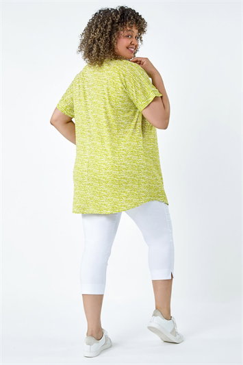 Curve Pleat Front Printed V-Neck Stretch Top 19317149