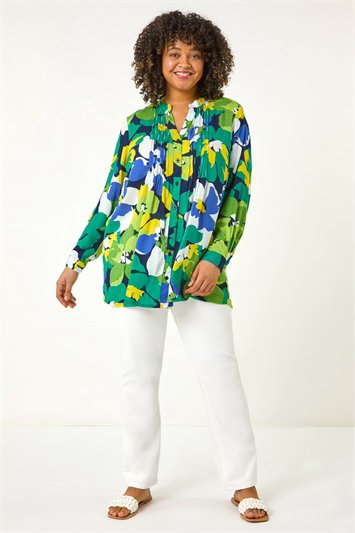 Curve Floral Print Pintuck Blouse 10143449