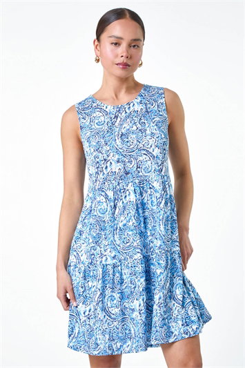 Petite Paisley Print Tiered Dress 14558609