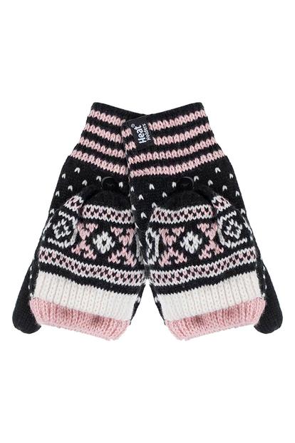 Black Fairisle Thermal Converter Gloves