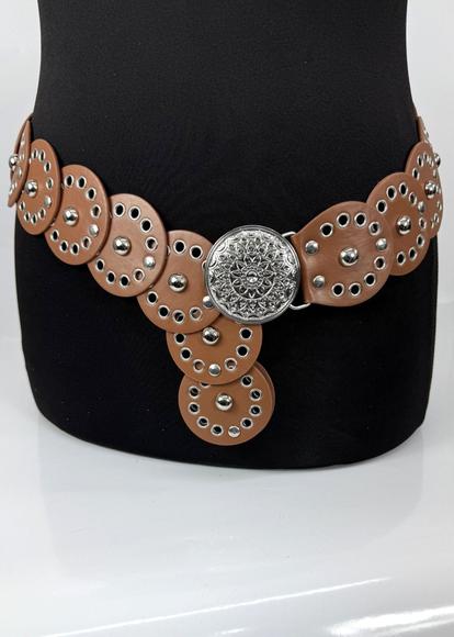 Brown Wide Eyelet Disc Belt