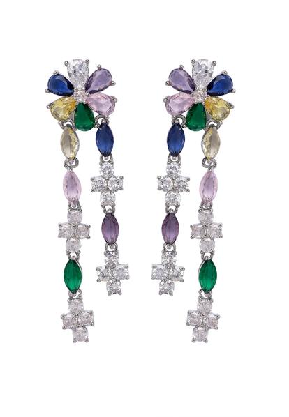 Multi Multi-Colored Floral Dangle Earrings