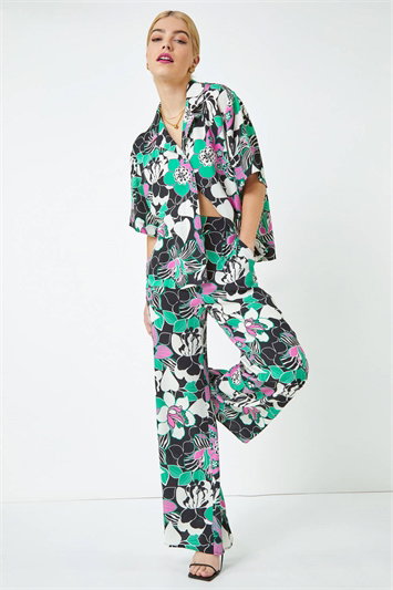 Floral Wide Leg Trousers 18047008