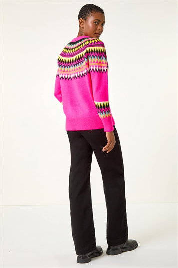 Diamond Print Crew Neck Knit Jumper 16133451