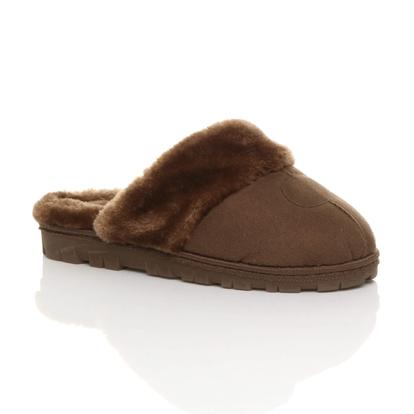 Purple Faux Fur Lined Slip On Memory Foam Mules Slippers