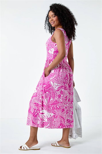 Petite Tropical Stretch Jersey Pocket Dress 14593132