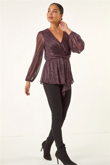 Petite Shimmer Twist Stretch Top 19424972