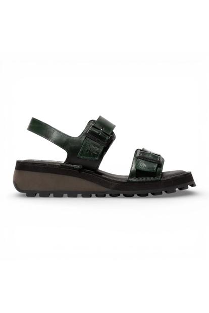 Green Womens Wedge Buckle Sandals-Heif558fly