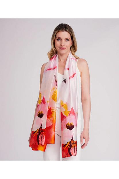 Pink Carino - Printed Satin Silk Scarf