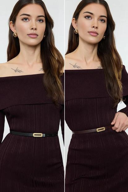 Multi Double Pack Rectangular Buckle Women's Belt