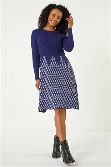 Petite Contrast Knit Dress 14610660
