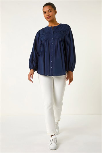Pleat Detail Button Up Blouse 10138760