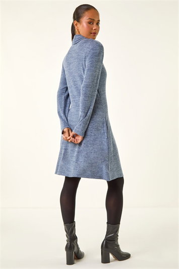 Petite Soft Marl Buttoned Cowl Neck Dress 14826309