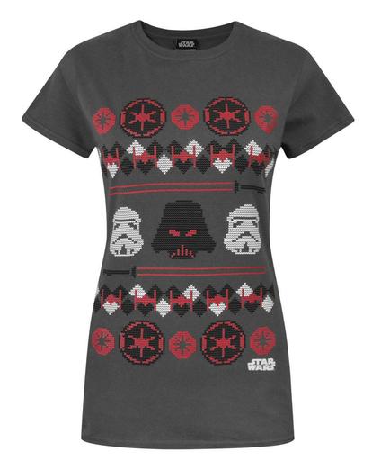 Grey Star Wars Darth Vader Fair Isle T-Shirt