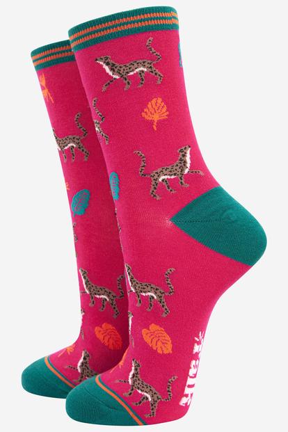 Pink Jungle Cheetahs Bamboo Socks