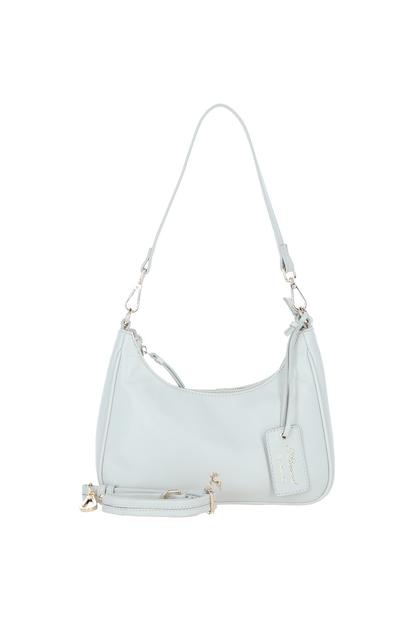 Black Real Leather Shoulder Bag With Detachable Crossbody Strap