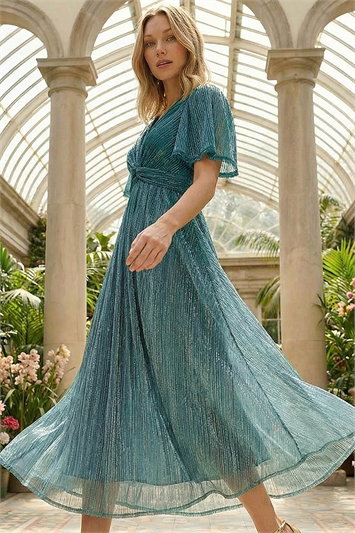 Ombre Plisse Midi Dress 14888891