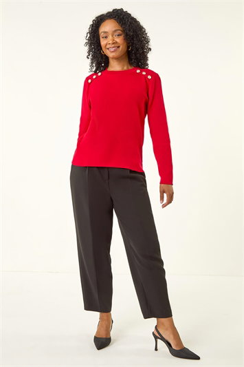 Petite Button Shoulder Knit Jumper 16228778