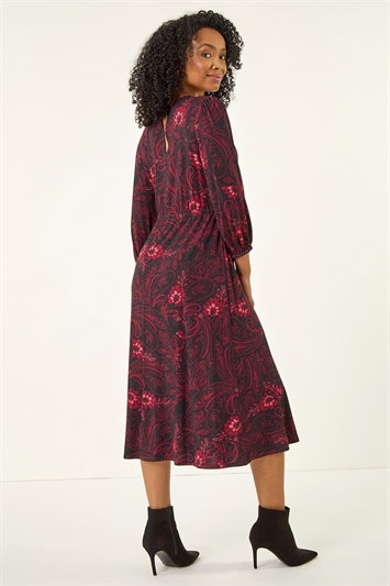 Petite Abstract Print Midi Stretch Dress 14817895
