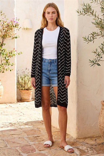 Zig Zag Longline Cardigan 16194308